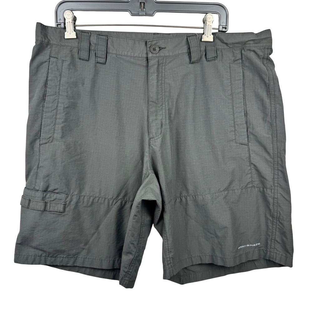 Columbia PFG Fishing Shorts Mens 38 Grey‎ Omni-Shade Ripstop Cargo Hiking